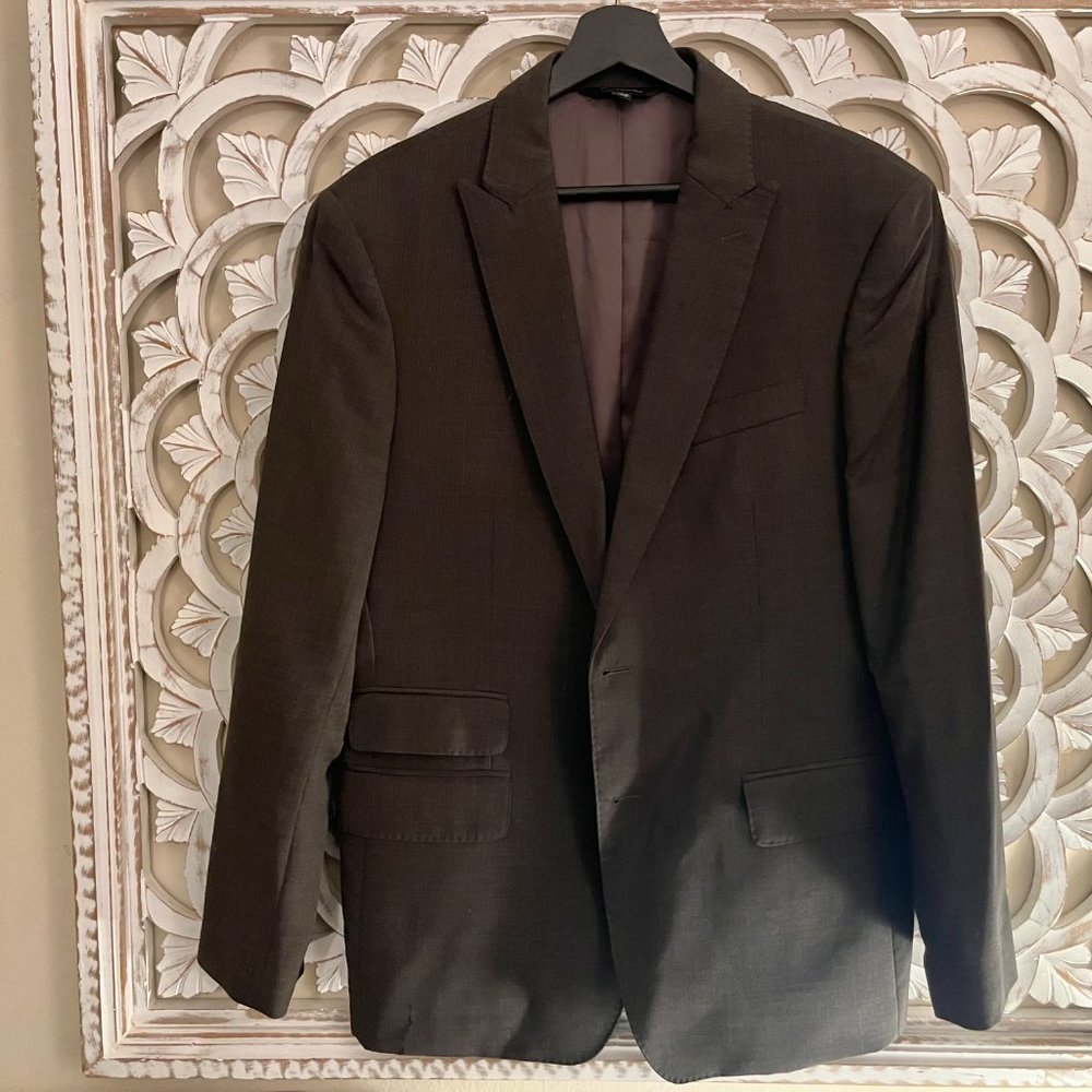 Dark Brown Tessuto Marzotto / Banana Republic Blazer with Peak Lapels, Size 42S